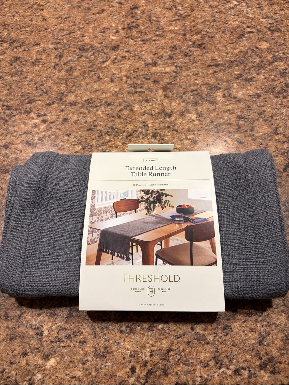 Threshold Extended Length Table Runner - Charcoal